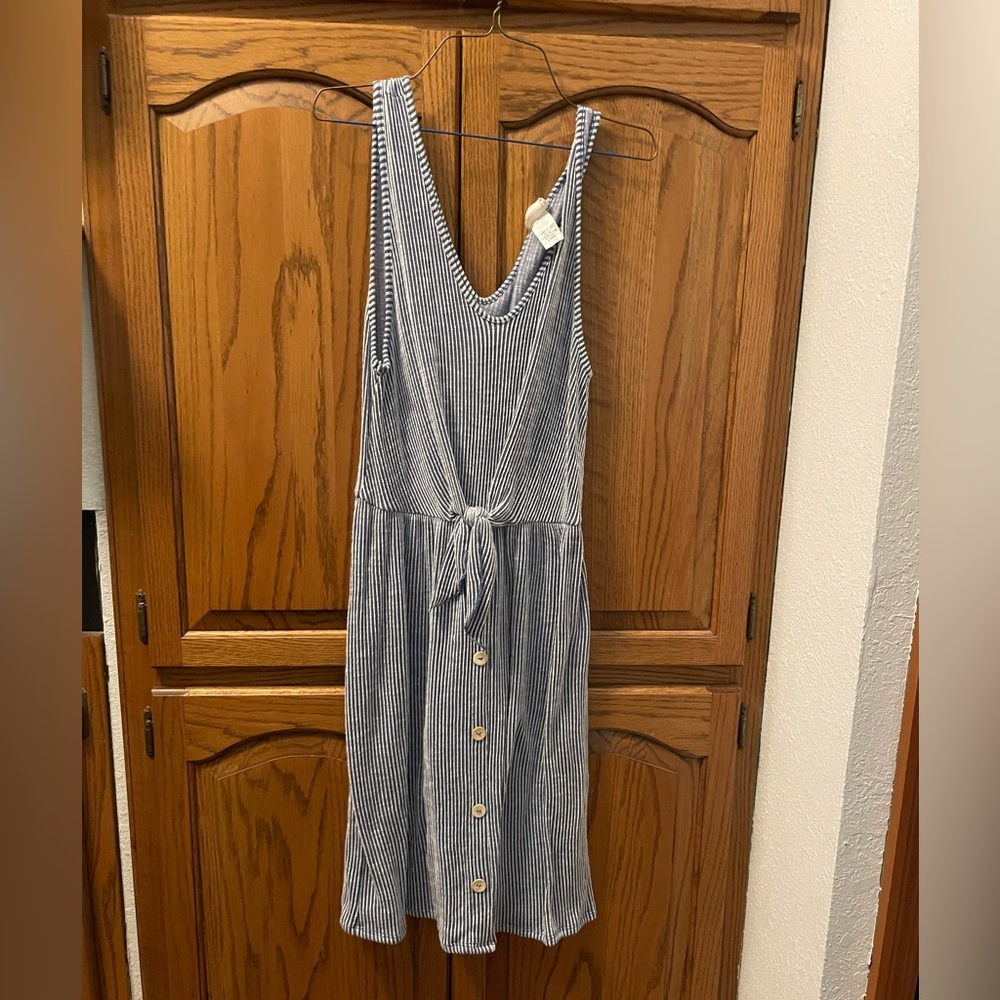 Blue/white striped dress
